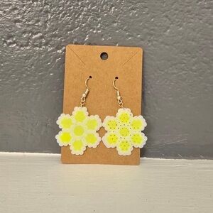 Honey Comb Flower Perler Bead Earrings